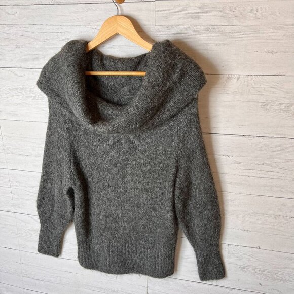 H&M Sweater Womens Size XS Gray Cowl Neck Alpaca Blend Long Sleeve Natural - Picture 8 of 14